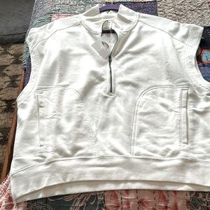 Anthropologie sleeveless cotton half zip top XL